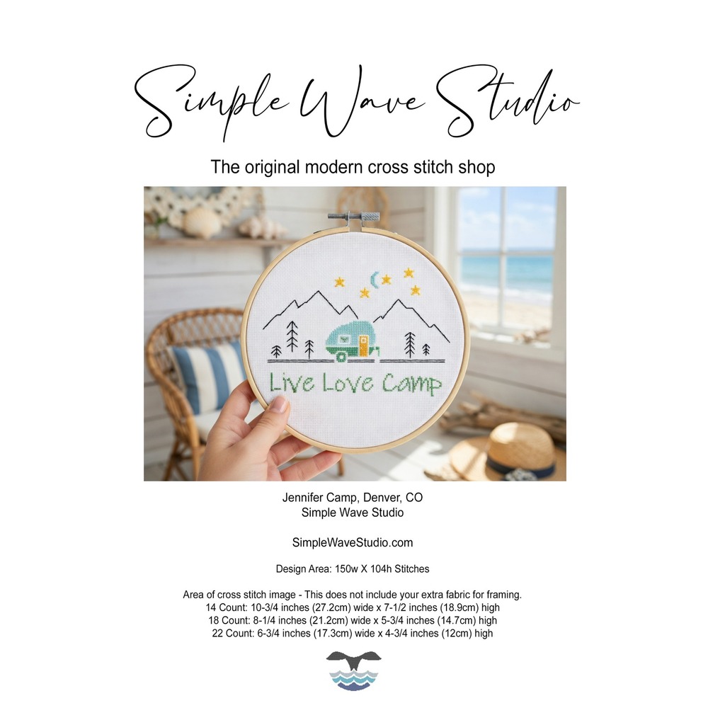 RV Camping Camper Live Love Camp Counted‎ Cross Stitch Chart